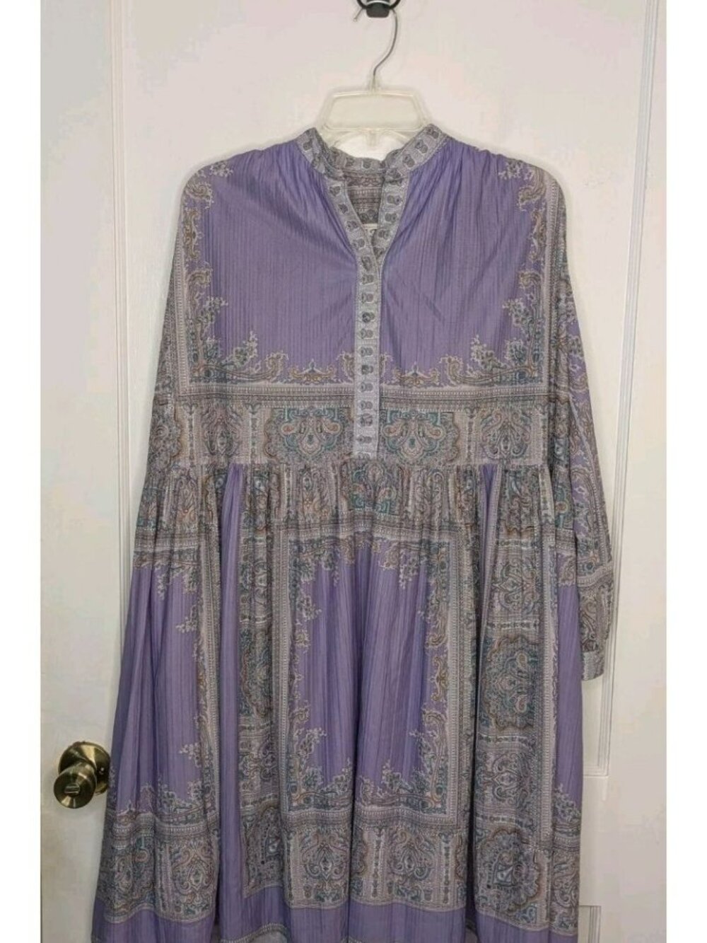 VTG 70s Hal Ferman Paisley Dress Size 10 Purple Cottagecore Boho Prairie Union